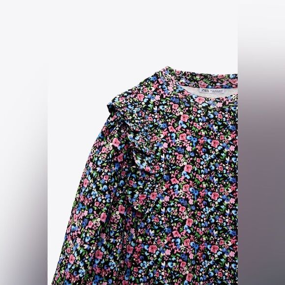 ZARA COMBINATION FLORAL SWEATSHIRT - Picture 8 of 8